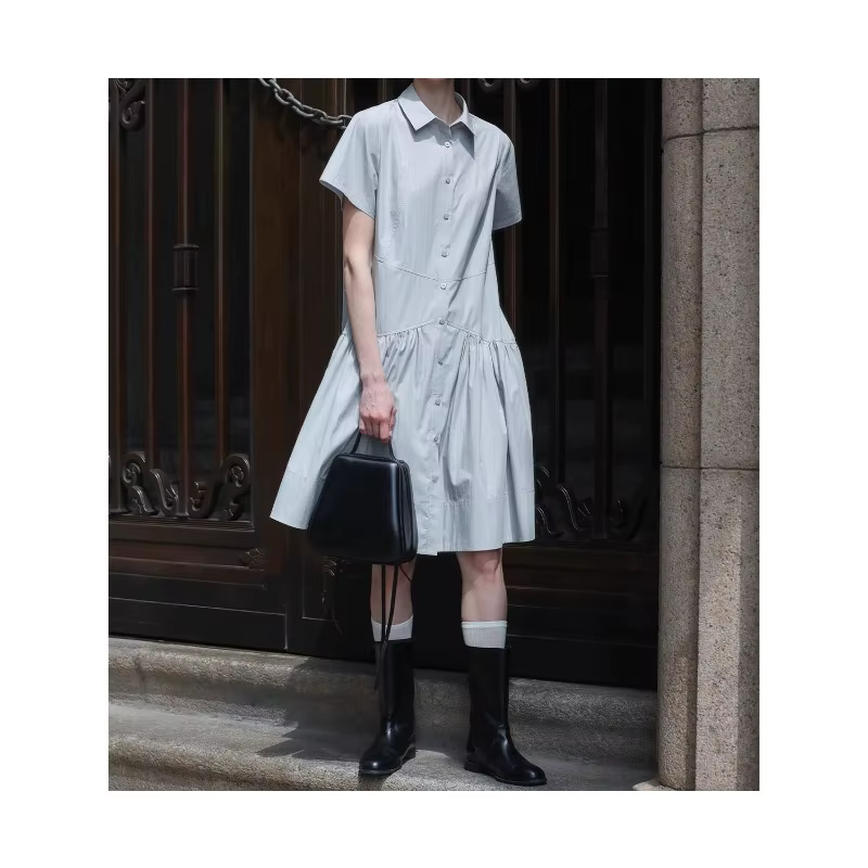 Robe chemise 2026, été, coupe ajustée, robe longue pour femmes