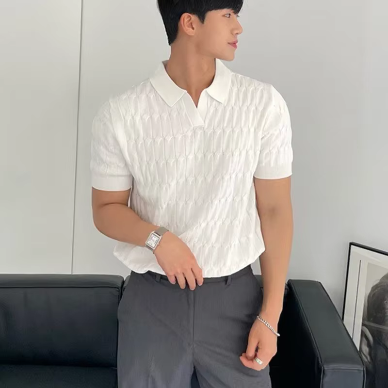 Polo jacquard à rayures pour hommes