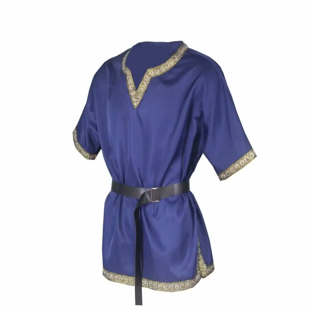 Chemise Celtique Médiévale Renaissance du 17ème Siècle Nordique Vintage Cosplay Performance Masquerade LARP à Manches Courtes
