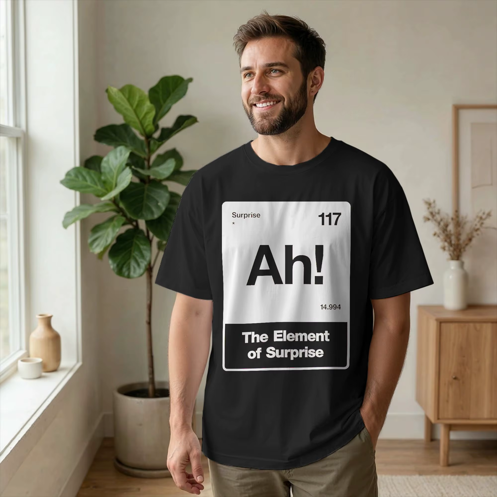Ah! T-shirt décontracté en coton à col rond et manches courtes pour hommes et femmes