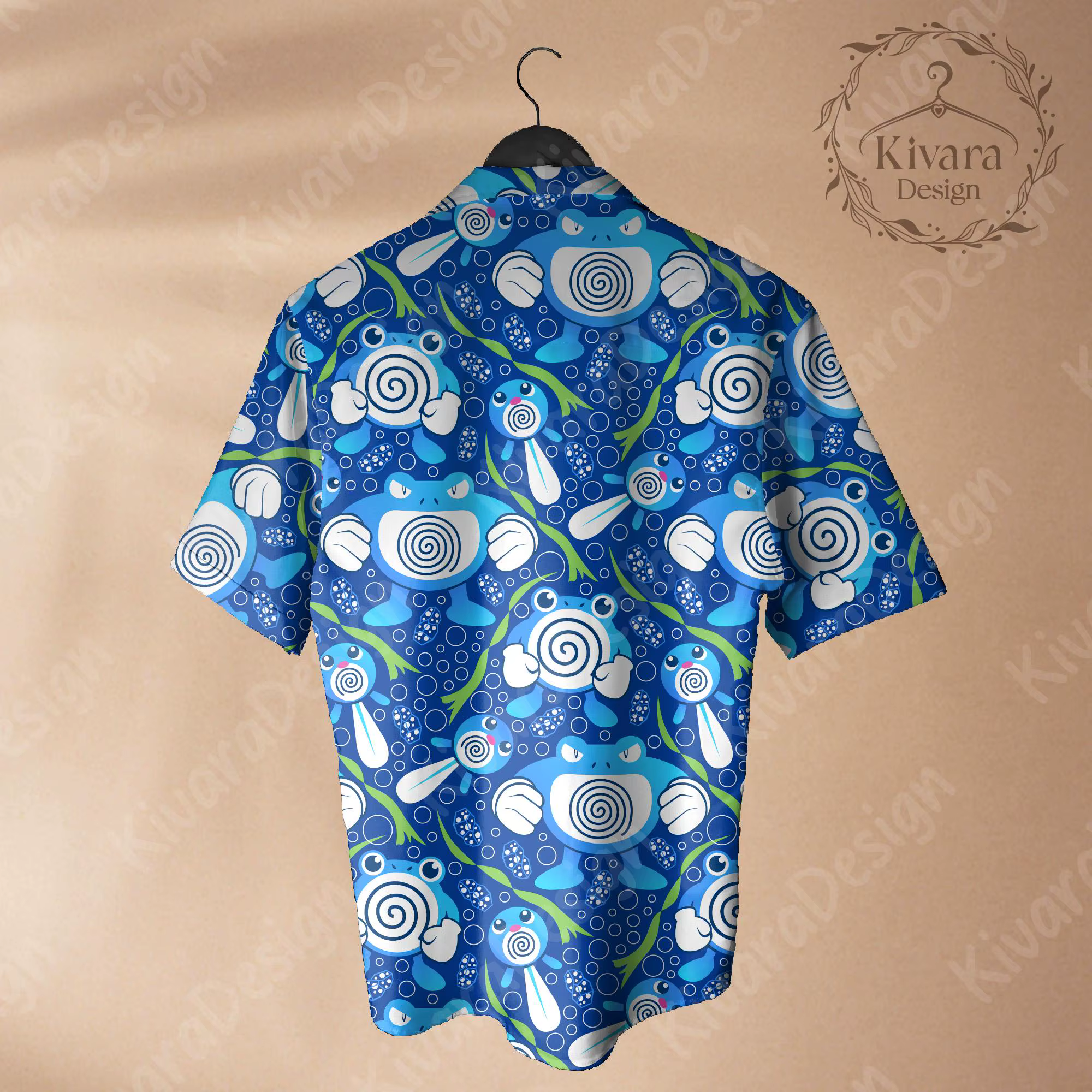 Poli Evolution Hawaiian Shirt Pokémon Anime POLIWHIRL T-shirt graphique pour homme