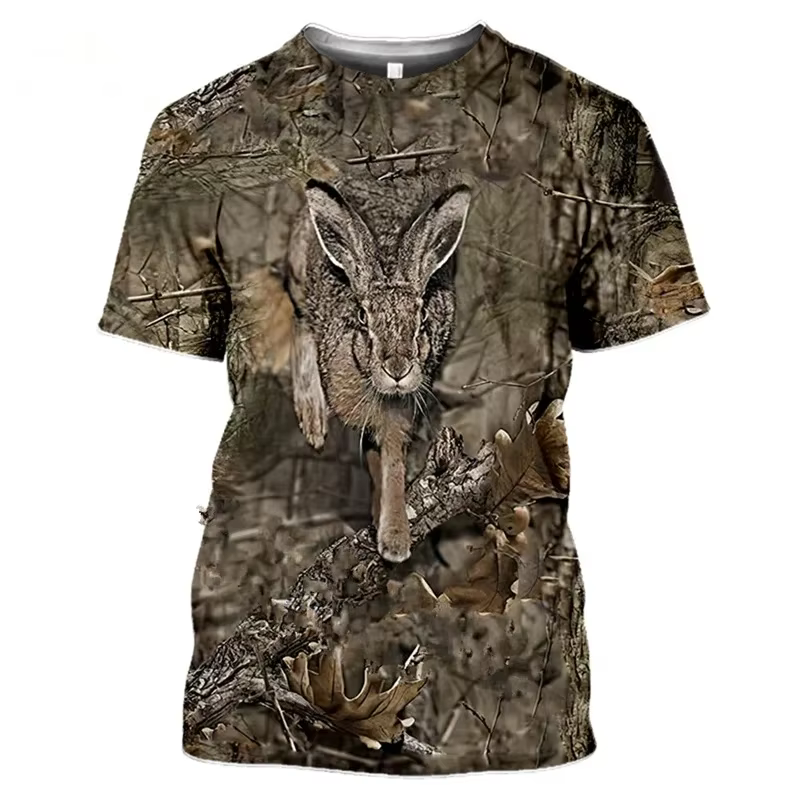 Cerf lièvre chasse camouflage T-Shirt hommes 3D