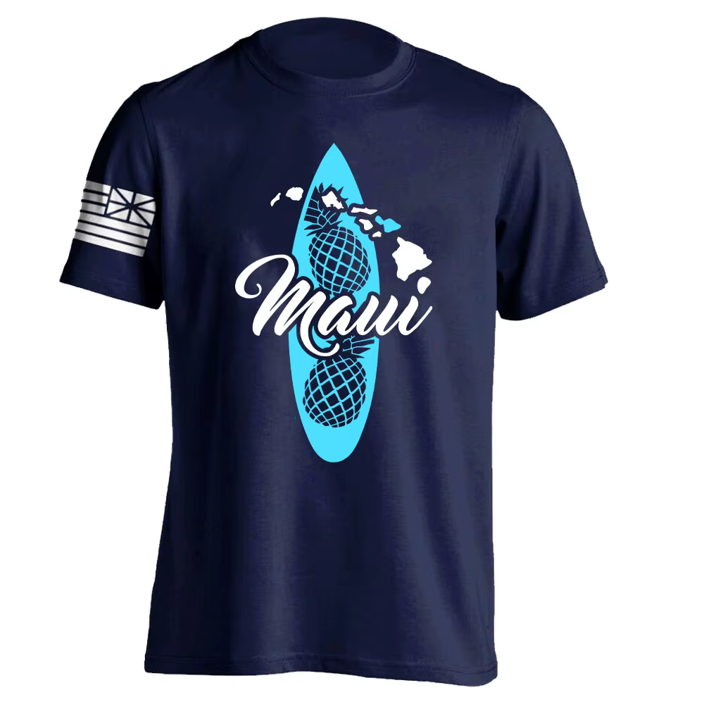 T-shirt 100 % coton à imprimé surf hawaïen pour l'été