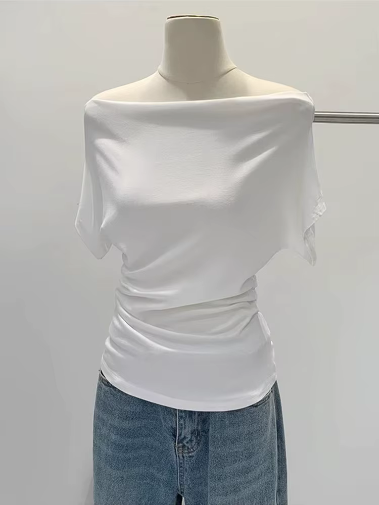 T-shirt noir à manches courtes pour femmes