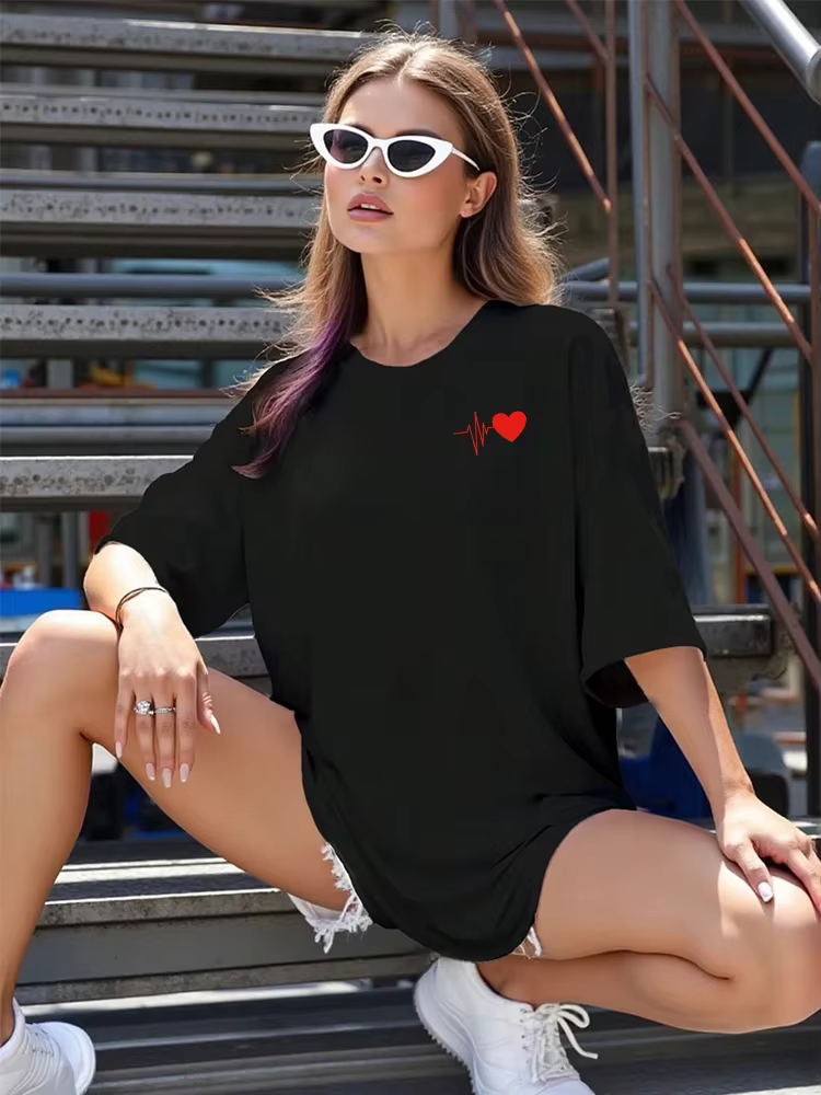 Nouveau T-shirt tendance pour femme 2026 – Classique noir/blanc