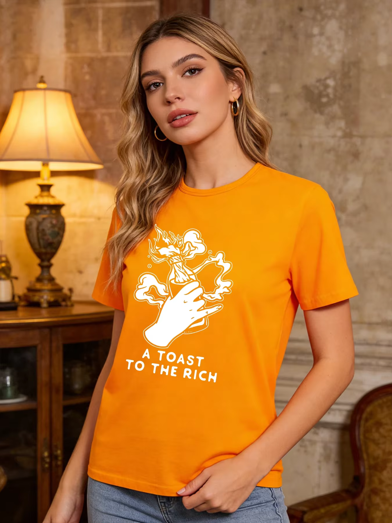 T-shirt Femme Printemps/Été 2026 avec Imprimé Lettres Personnalisées – Haut Décontracté Ample à Manches Courtes Tendance