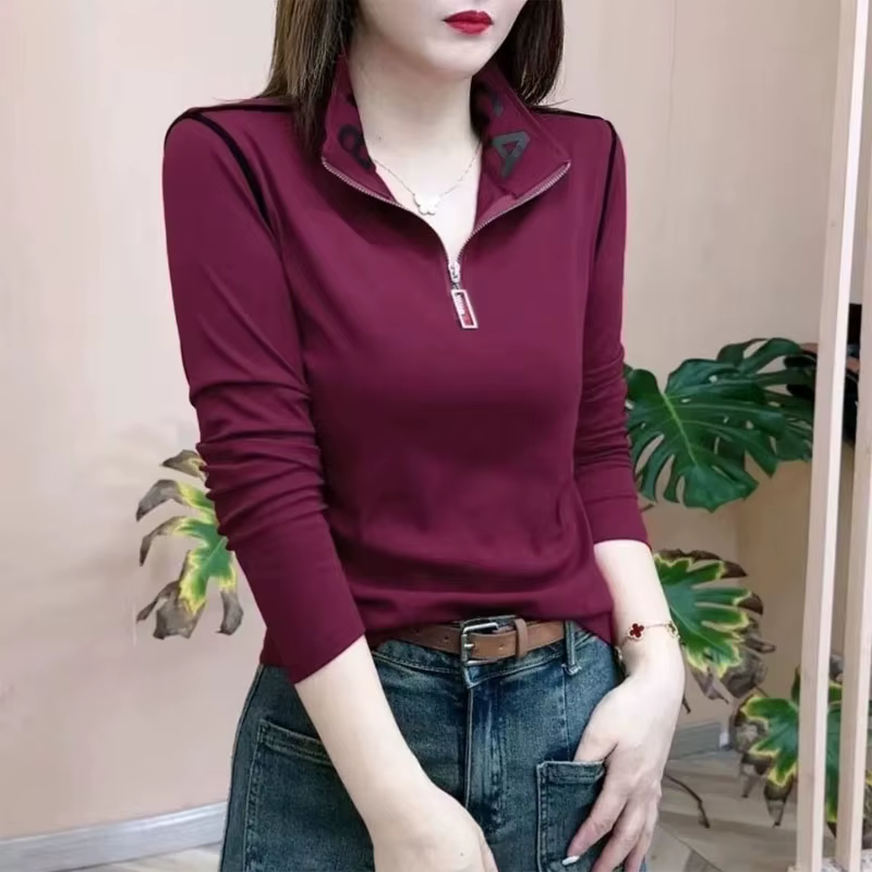 T-shirt Slim décontracté de couleur unie