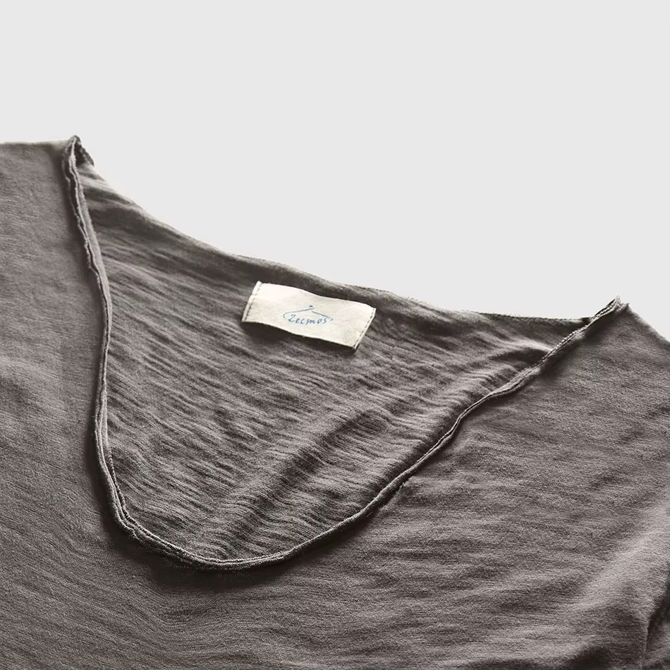 Zecmos – t-shirt à manches longues et col en V pour homme