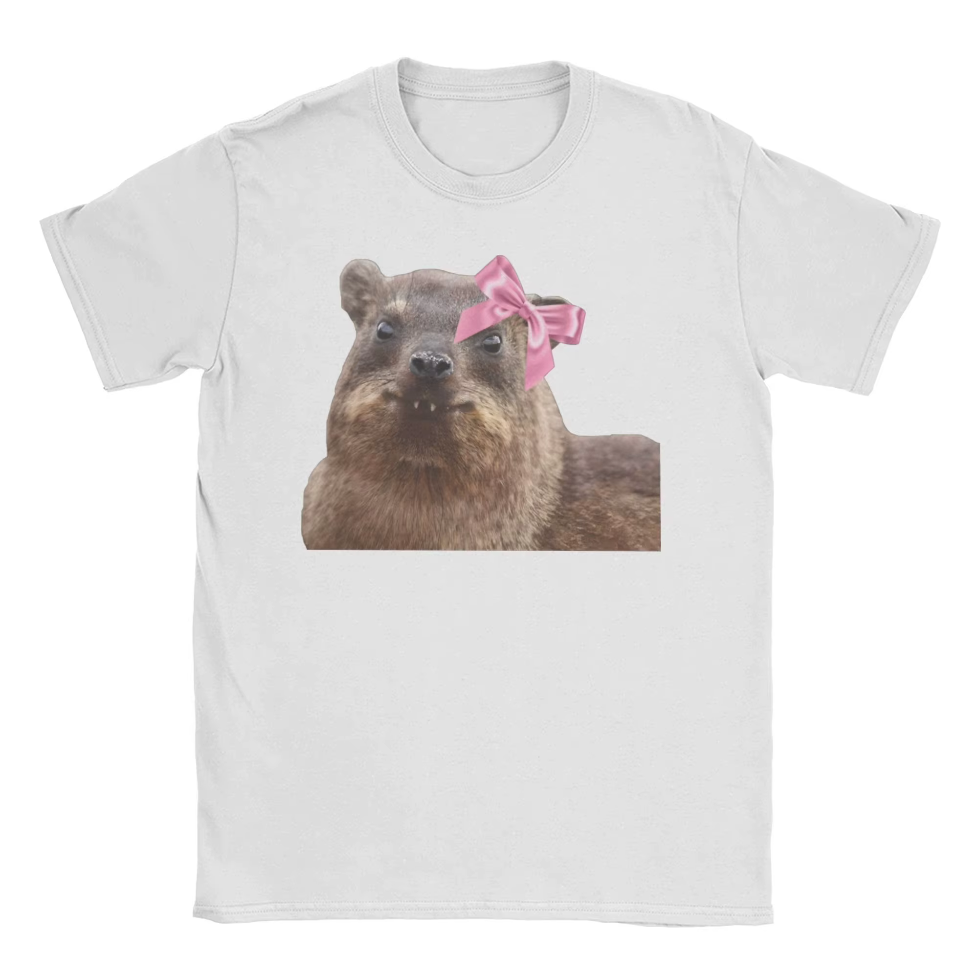 T-shirt Hyrax Awawa pour femme avec un col rond mignon et un motif de lapin