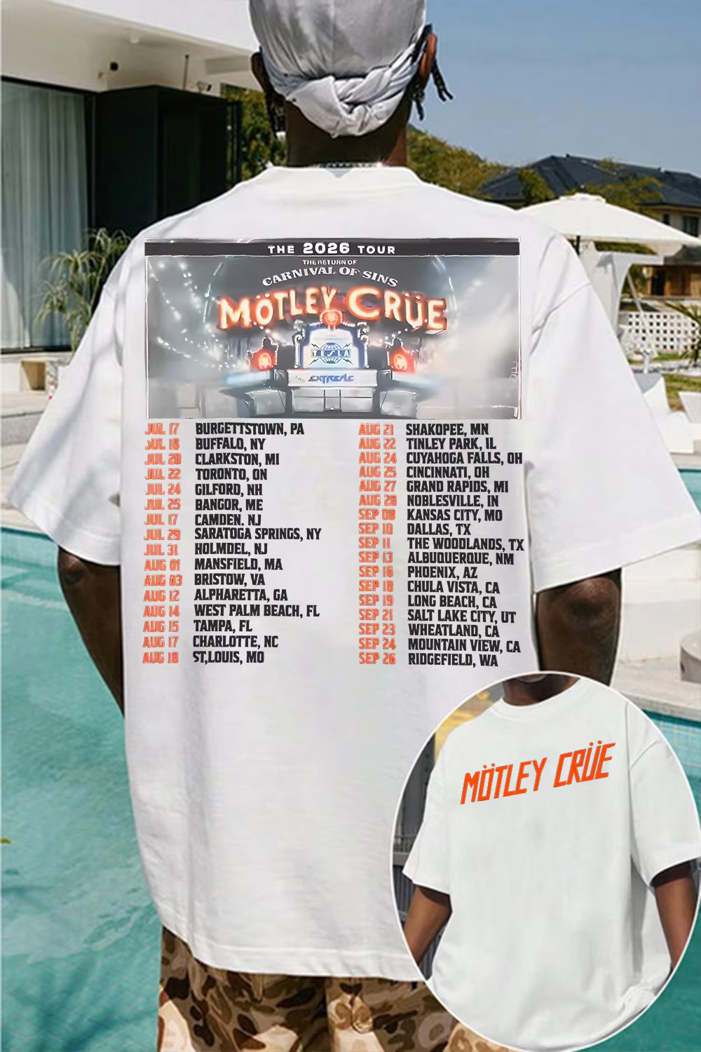 Nouveau T-shirt graphique Motley Crue 2026 pour hommes et femmes