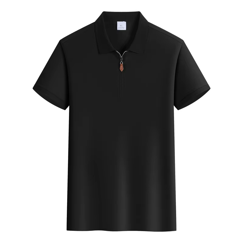 Polo décontracté léger à col zippé pour homme