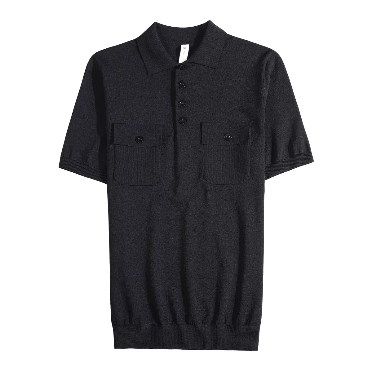 Polo t-shirt homme été mode Double poches conception à manches courtes hommes Polos chemises coupe ajustée décontracté glace soie tricot pulls