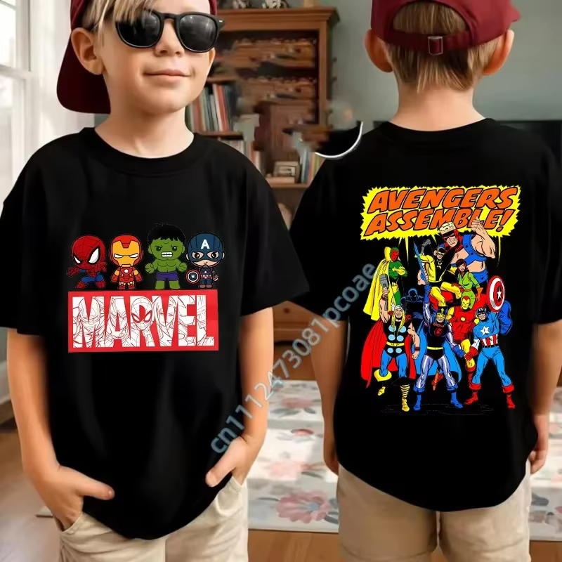 T-shirts décontractés à manches courtes et col rond pour enfants
