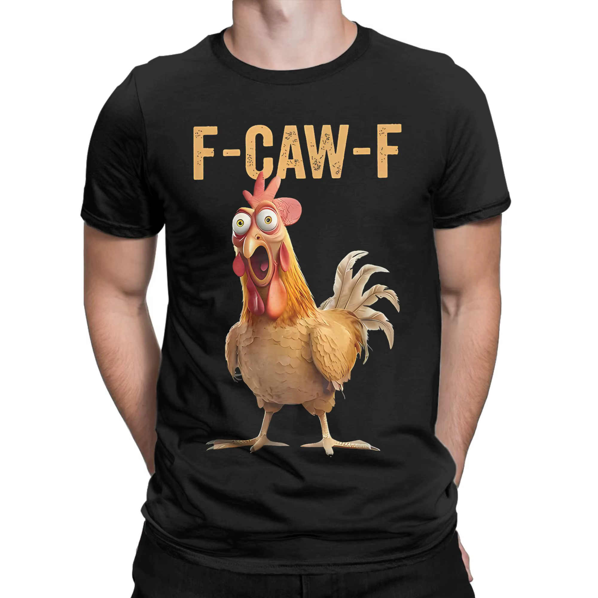 F-Caw-F poulet citation coq Meme T-Shirt hommes Humor Vintage 100% coton T-Shirt col rond à manches courtes T-Shirt Unique hauts