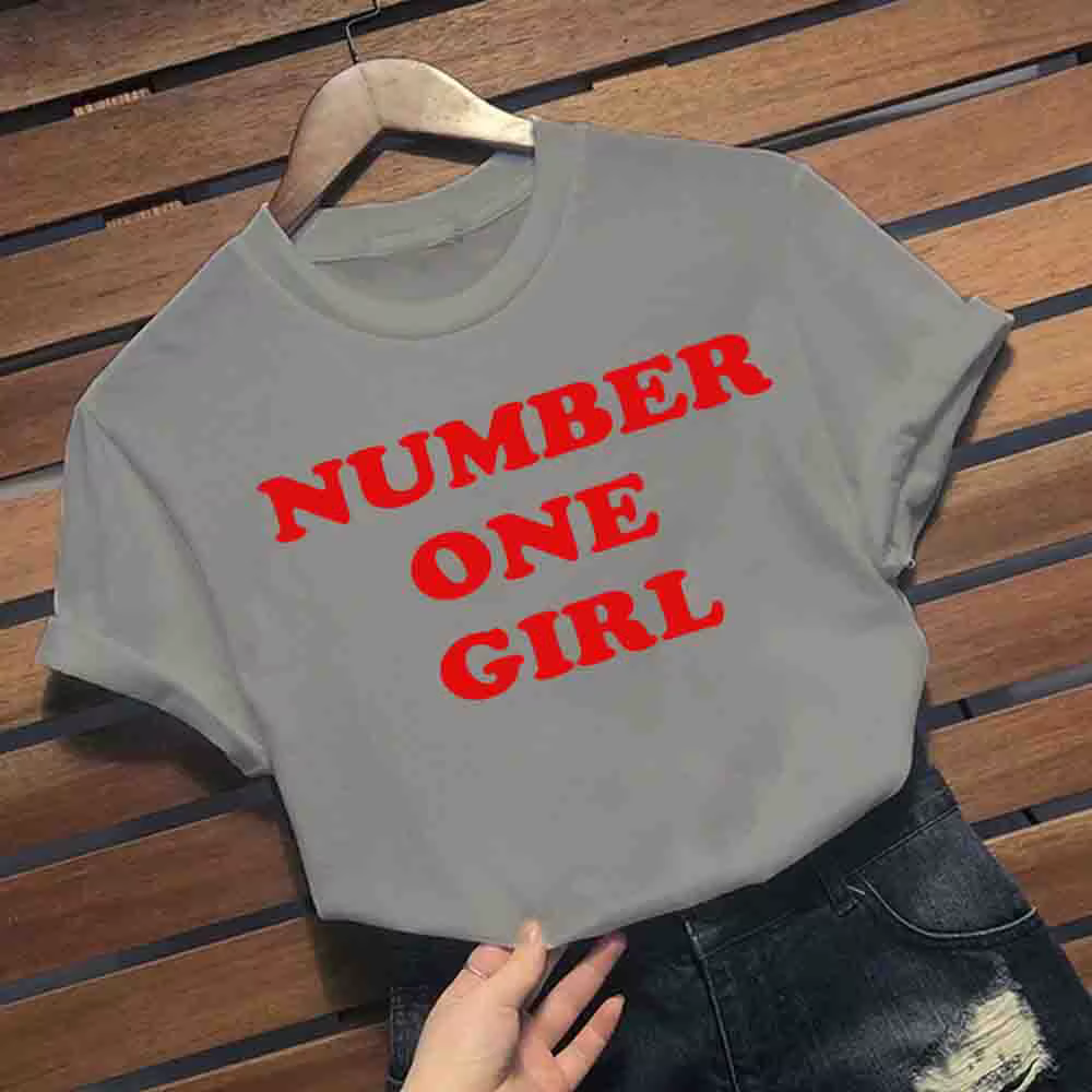 Rose-numéro une fille T-Shirts femmes chemises Harajuku Hip Hop col rond chemise à manches courtes