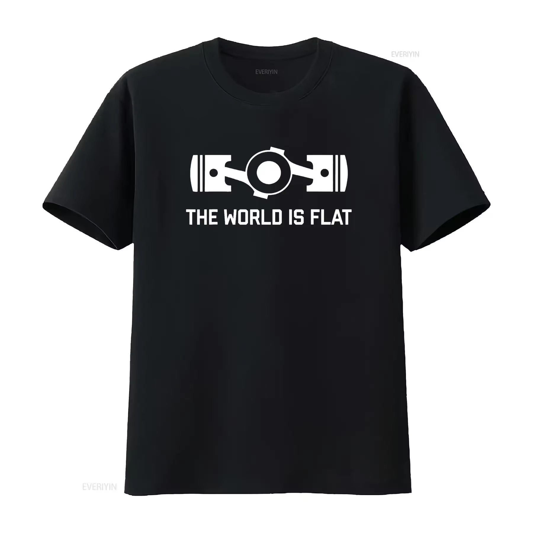 Le monde est plat quatre Boxer moteur JDM course voiture t-shirt vintage lavé polyvalent étiré vêtements de créateur homme doux
