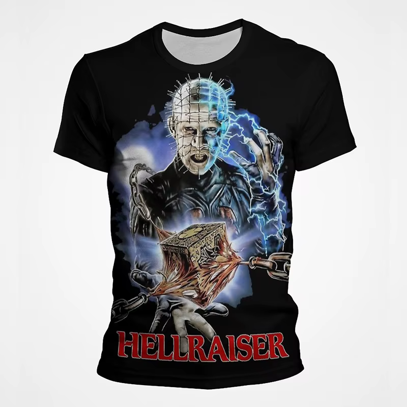 Film d'horreur Hellraiser 3D imprimé T-Shirts hommes femmes décontracté mode surdimensionné à manches courtes t-shirt
