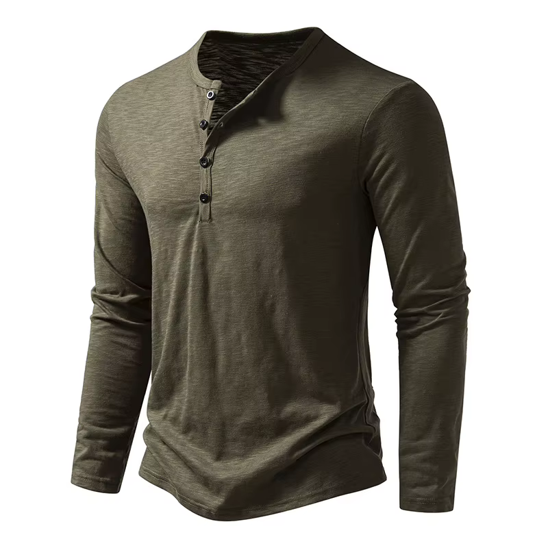 T-shirt Henley à manches longues pour homme