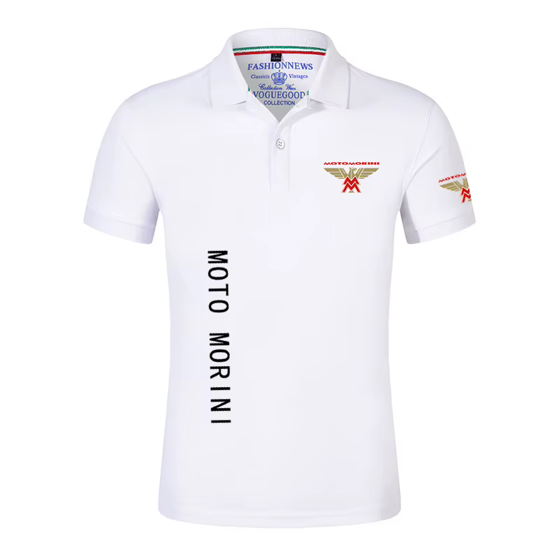 2024 Moto Morini nouveaux hommes mode impression été manches courtes couleur unie classique décontracté mince ordinaire Polo hauts