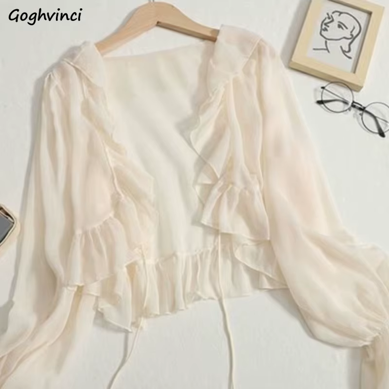 Vestes à volants à lacets pour femmes