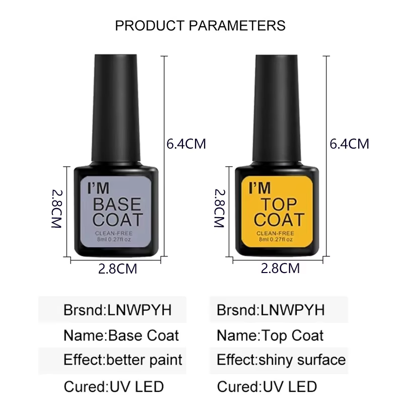 Kit de Verhéritage à Ongles Gel UV LED, Semi-continu, Couche de Finition et Base Transparente, à Tremper, pour Nail Art, Manucure, 4 Pièces/Ensemble