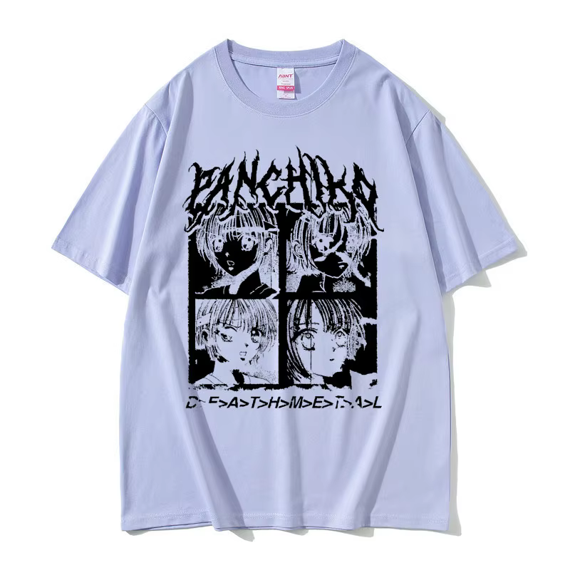Panchiko DEATHMETAL Album graphique imprimé T-shirt hommes femmes Hip Hop surdimensionné