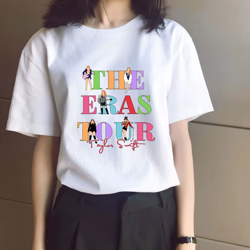 T-shirt pour femme Taylor Swift, vêtement basique, merchandising populaire de la chanteuse, haut à manches courtes, col rond, mode, fans, streetwear, cadeau commémoratif