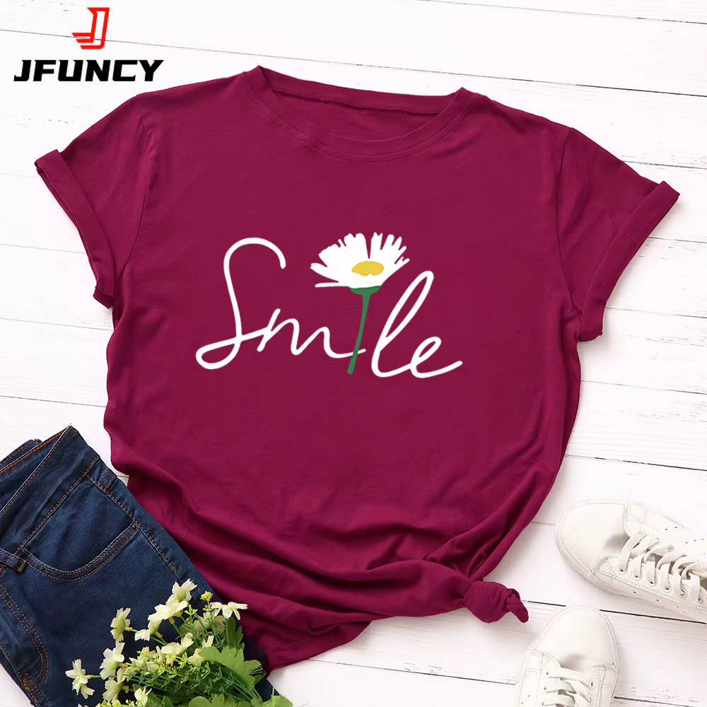 JBatteries CY-T-shirt en coton à manches courtes pour femmes