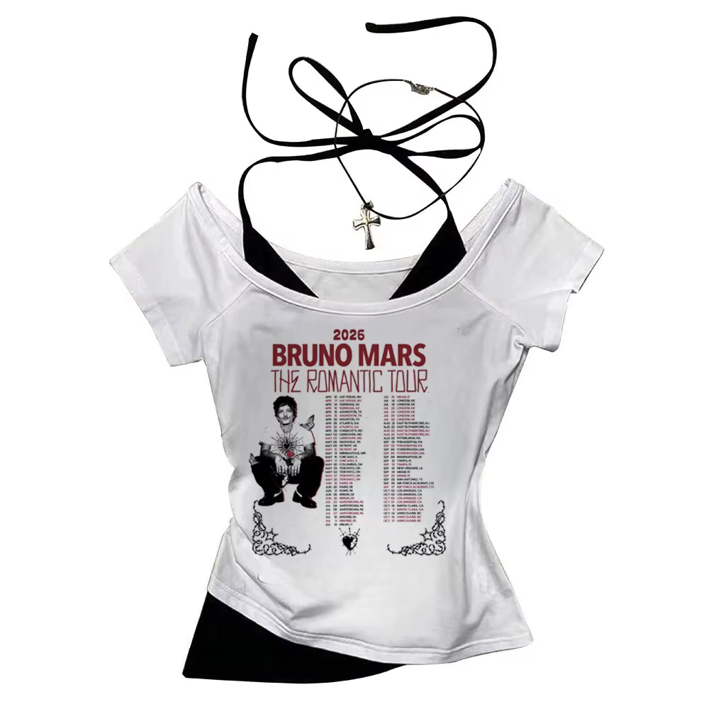 T-shirt 2026 Bruno Mars The Romantic Tour pour femme