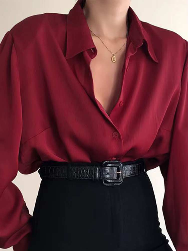 Chemises boutonnées à col rabattu pour femmes