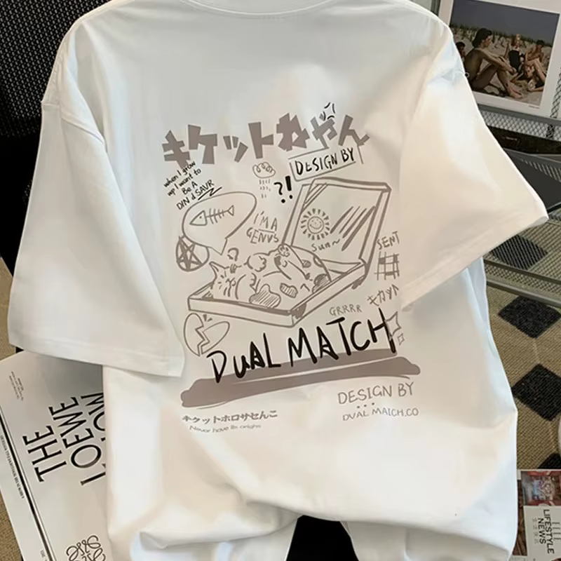 T-shirts pour femmes, imprimé de couple de dessins animés