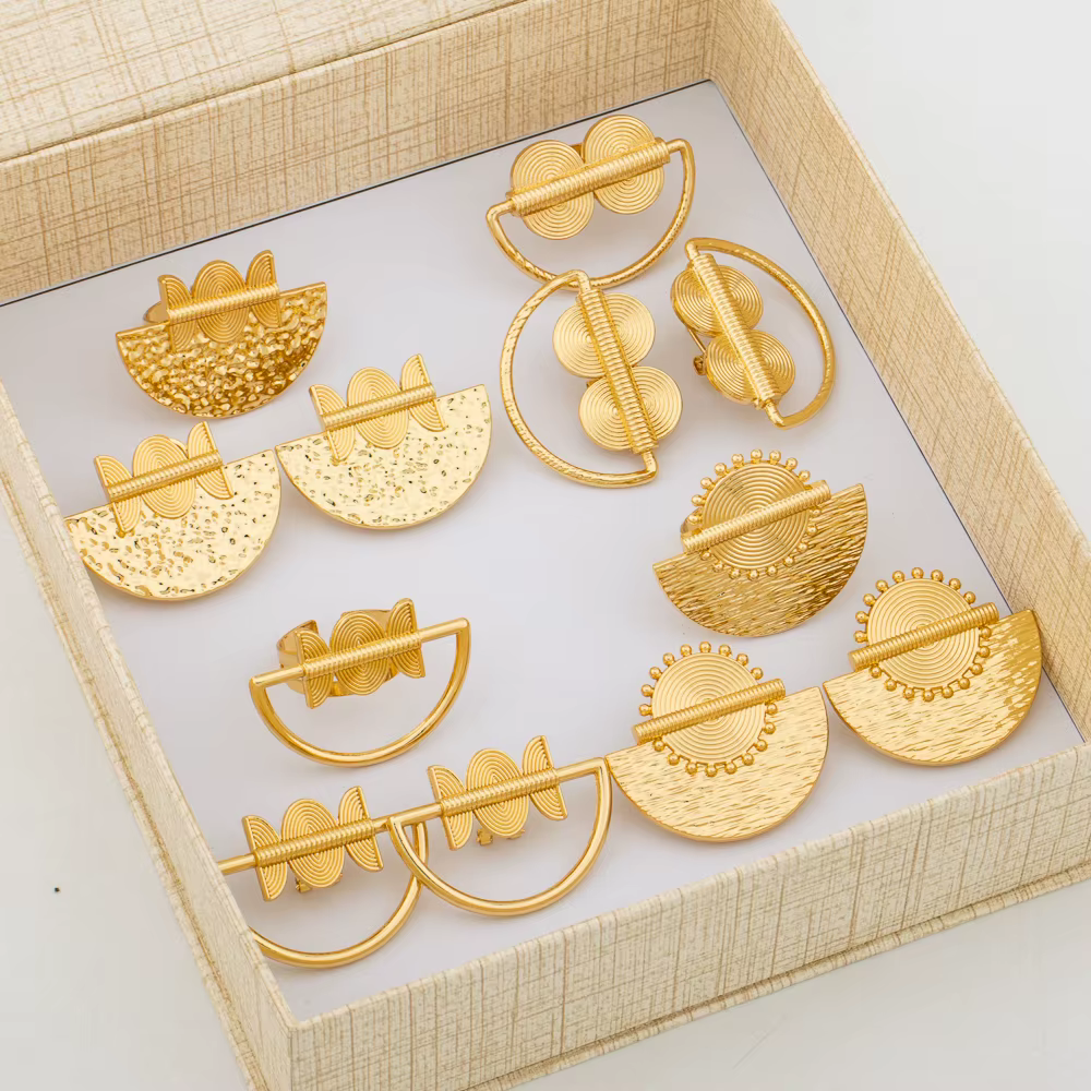Ensemble de bijoux tendance boucles d'oreilles et bague pour femme