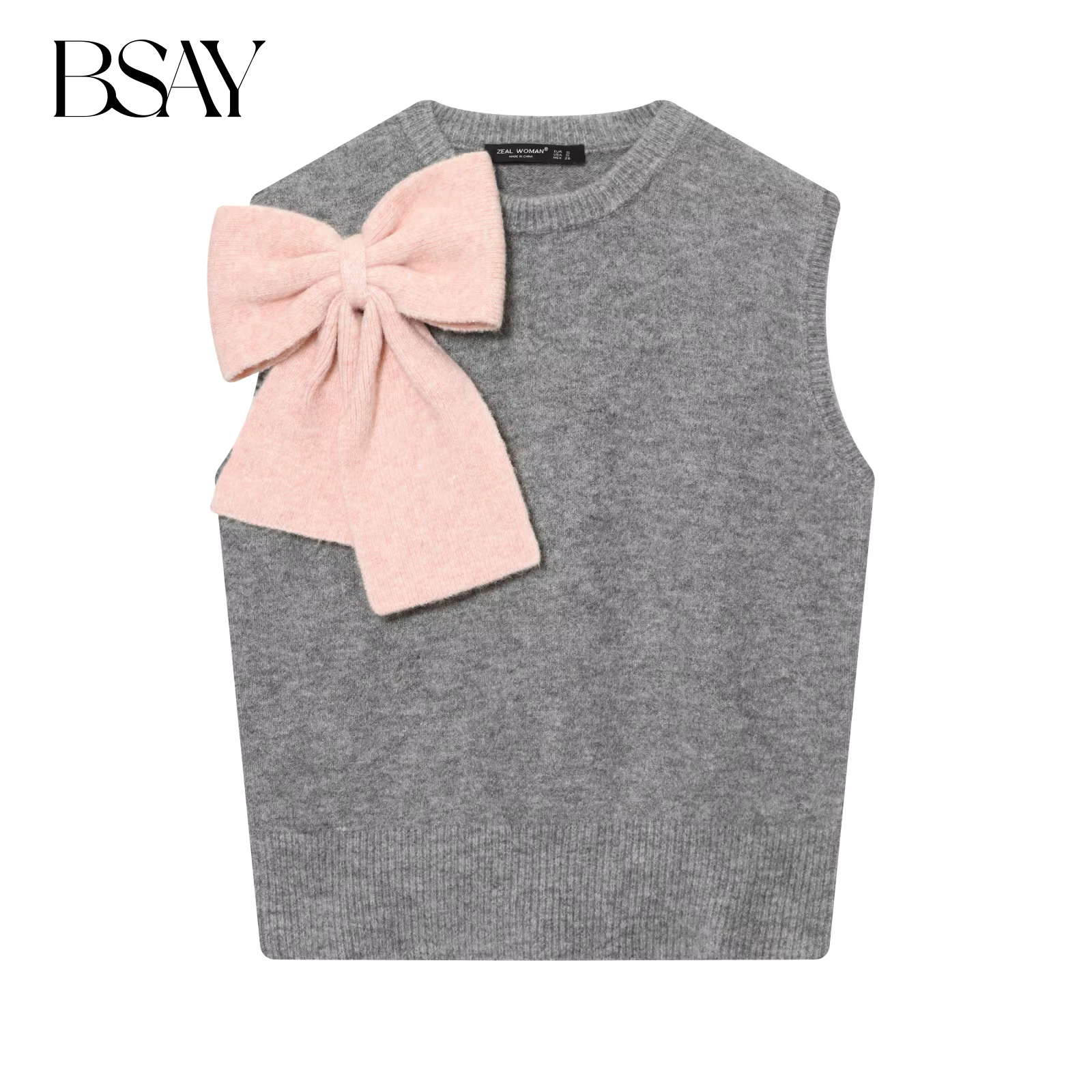 BSAY doux grand arc pull gilet vêtements pour femmes 2025 automne nouveau coréen col rond chaud tricoté