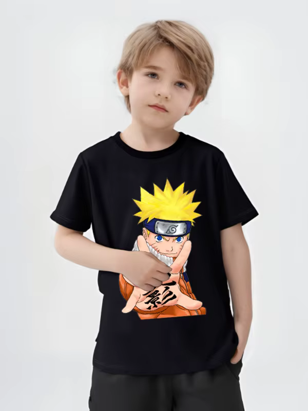 T-shirt Naruto en coton à manches courtes pour garçon