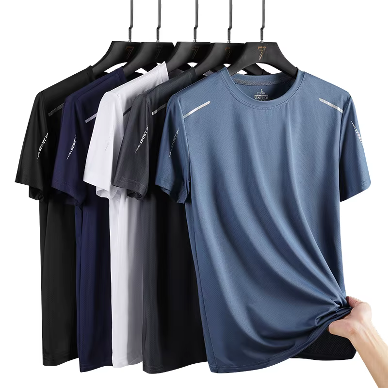CHRLCK hommes course séchage rapide T-shirts respirant randonnée pêche