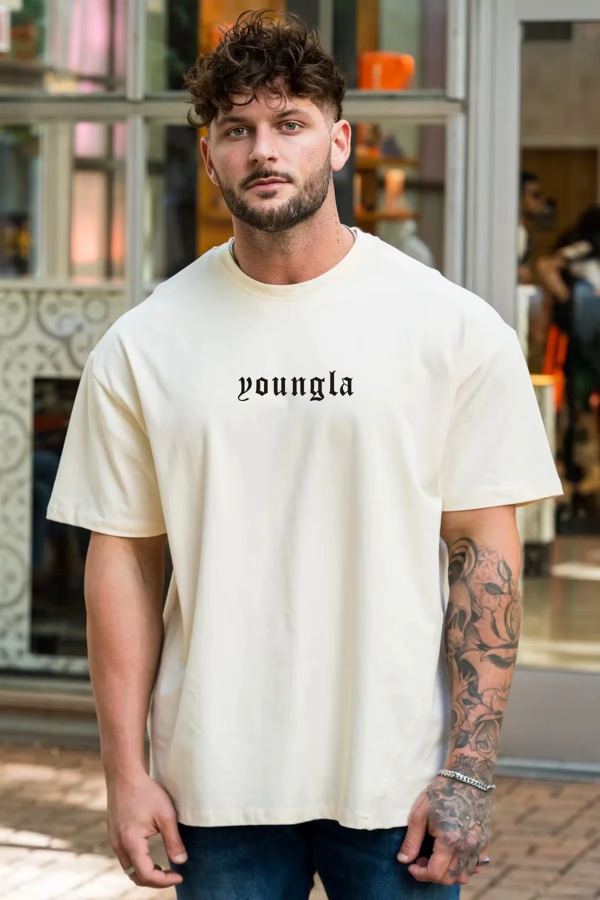 YA hommes surdimensionné jachère T-Shirt été nouveau sport Fitness coton col rond manches courtes Joggers gymnase course formation T-Shirts