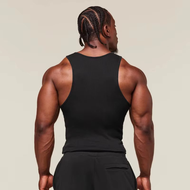 Débardeur de musculation classique pour homme en tissu côtelé doux