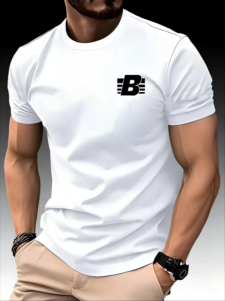Nouveau T-shirt de course à col rond pour homme - Édition printemps/été - Design à fines rayures