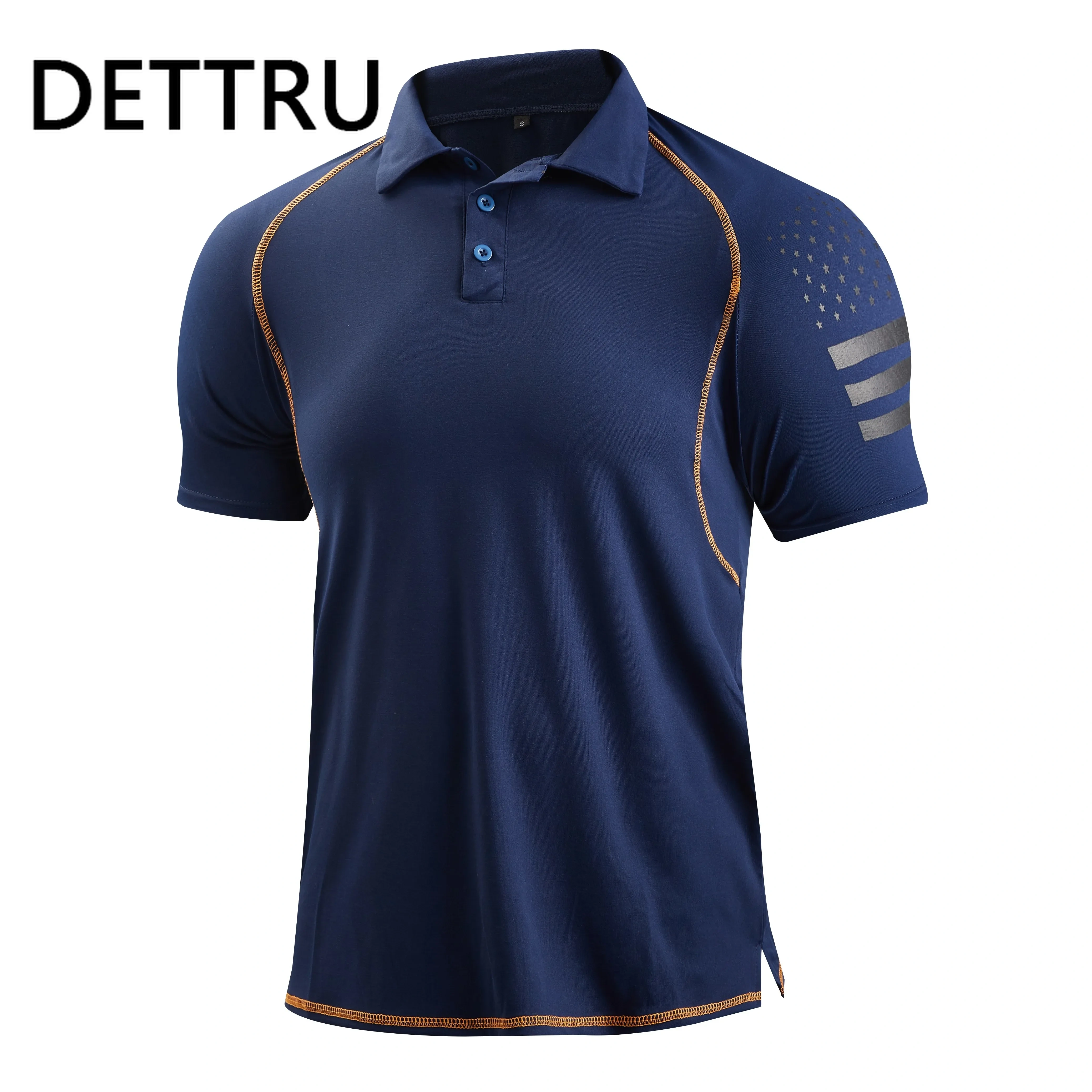 DETTRU T-shirts pour hommes Activités de plein air d'été Sports tactiques Col polo Sweat-shirts à bascule