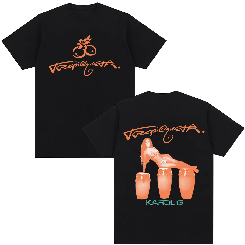 Karol G Tropicoqueta 2025 nouvel Album T-shirt hommes femmes vêtements Pop musique T-shirts décontracté coton à manches