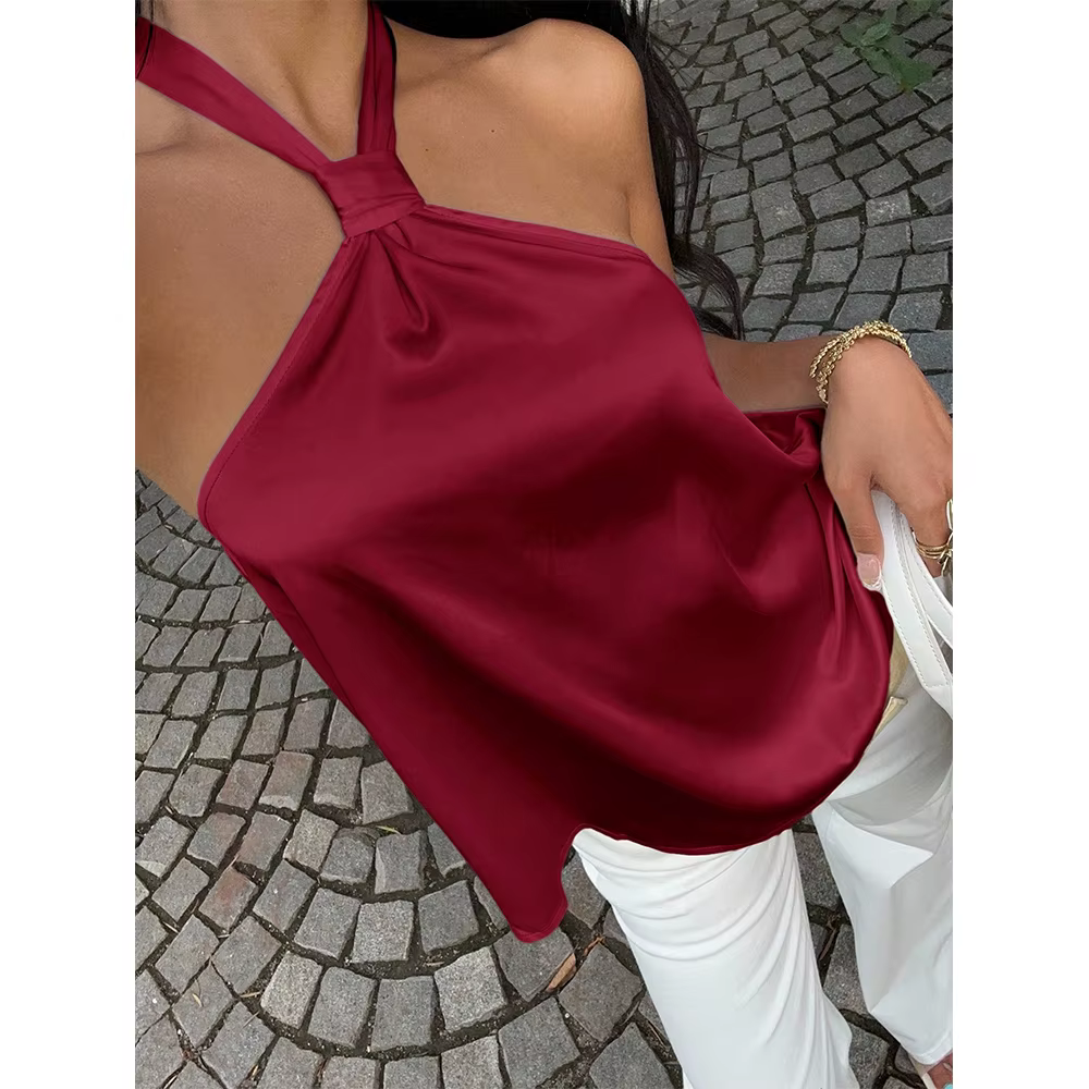 Débardeurs et Camisoles Vintage en Satin pour Femme
