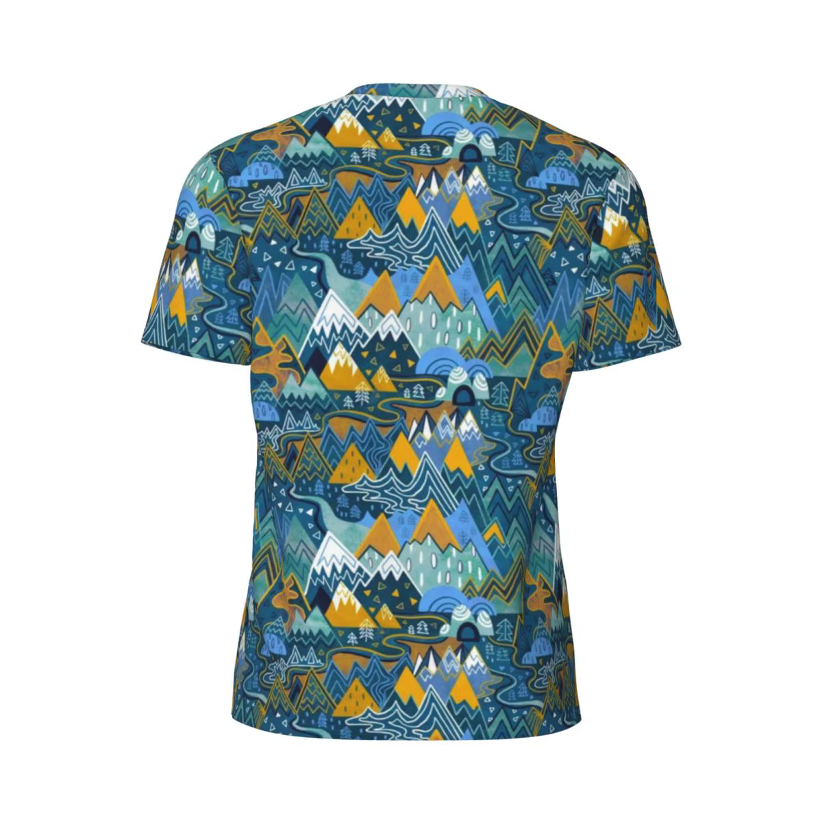 T-shirt de course rétro Maximalist Mountain Maze pour hommes
