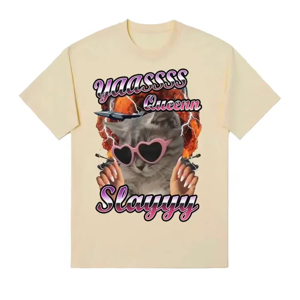 Yas Queen Slay amusant passionné de chat T-shirt femmes mode mignon à manches courtes