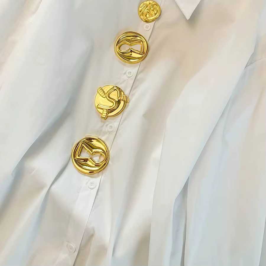 Chemisier blanc à col rabattu pour femme
