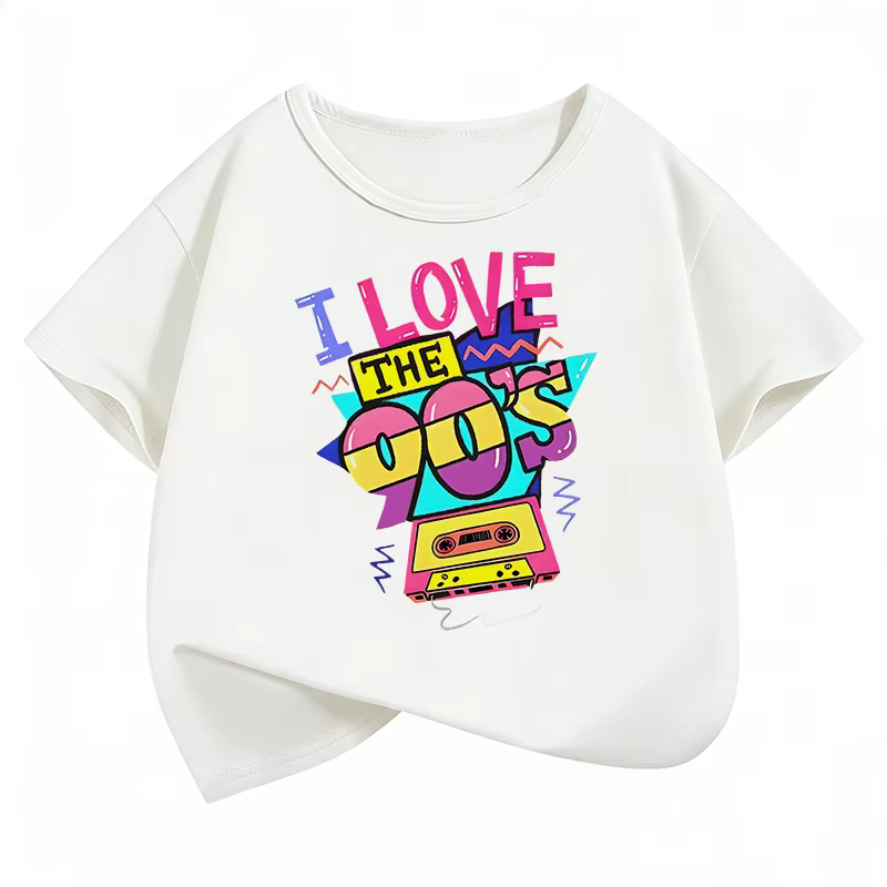T-shirts vintage amusants « I Love The 90s » à manches courtes Y2K pour enfants