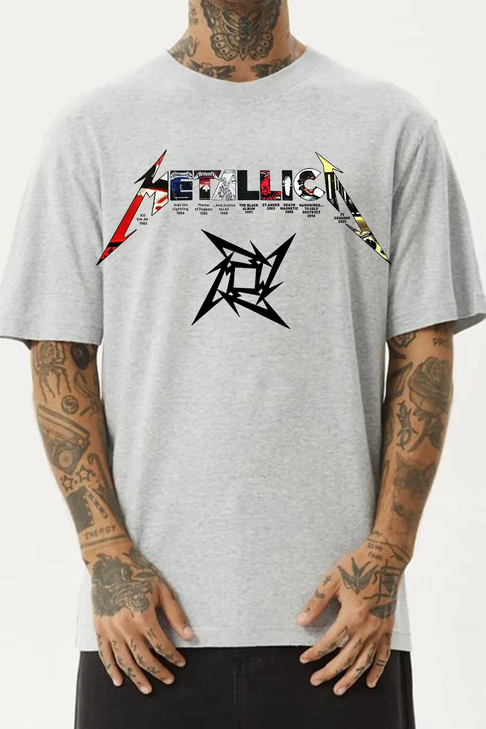 T-Shirt de groupe de rock Metallica bleu