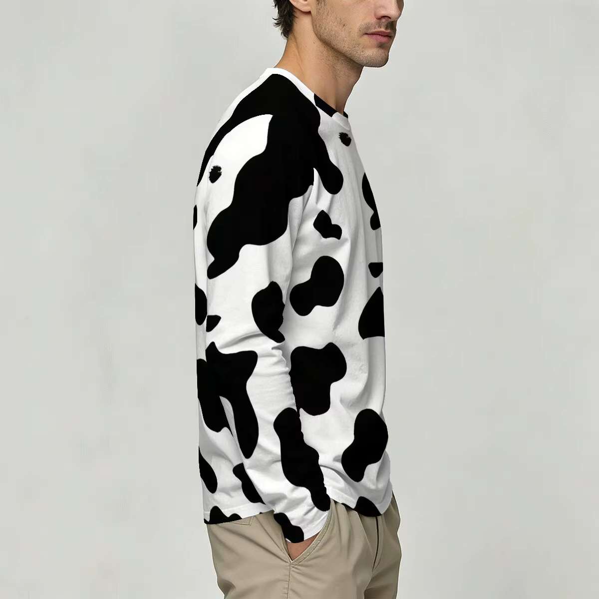 T-shirt à manches longues et col rond pour hommes