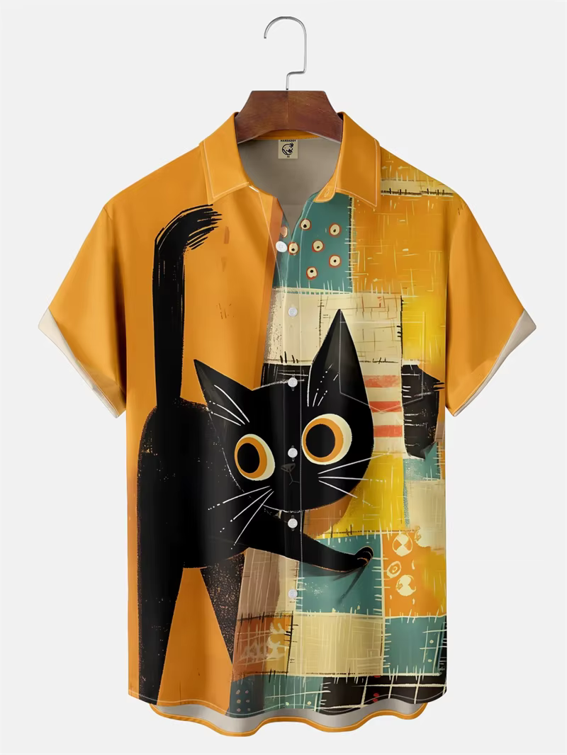 Chemises graphiques de chat de dessin animé mignon pour hommes et femmes
