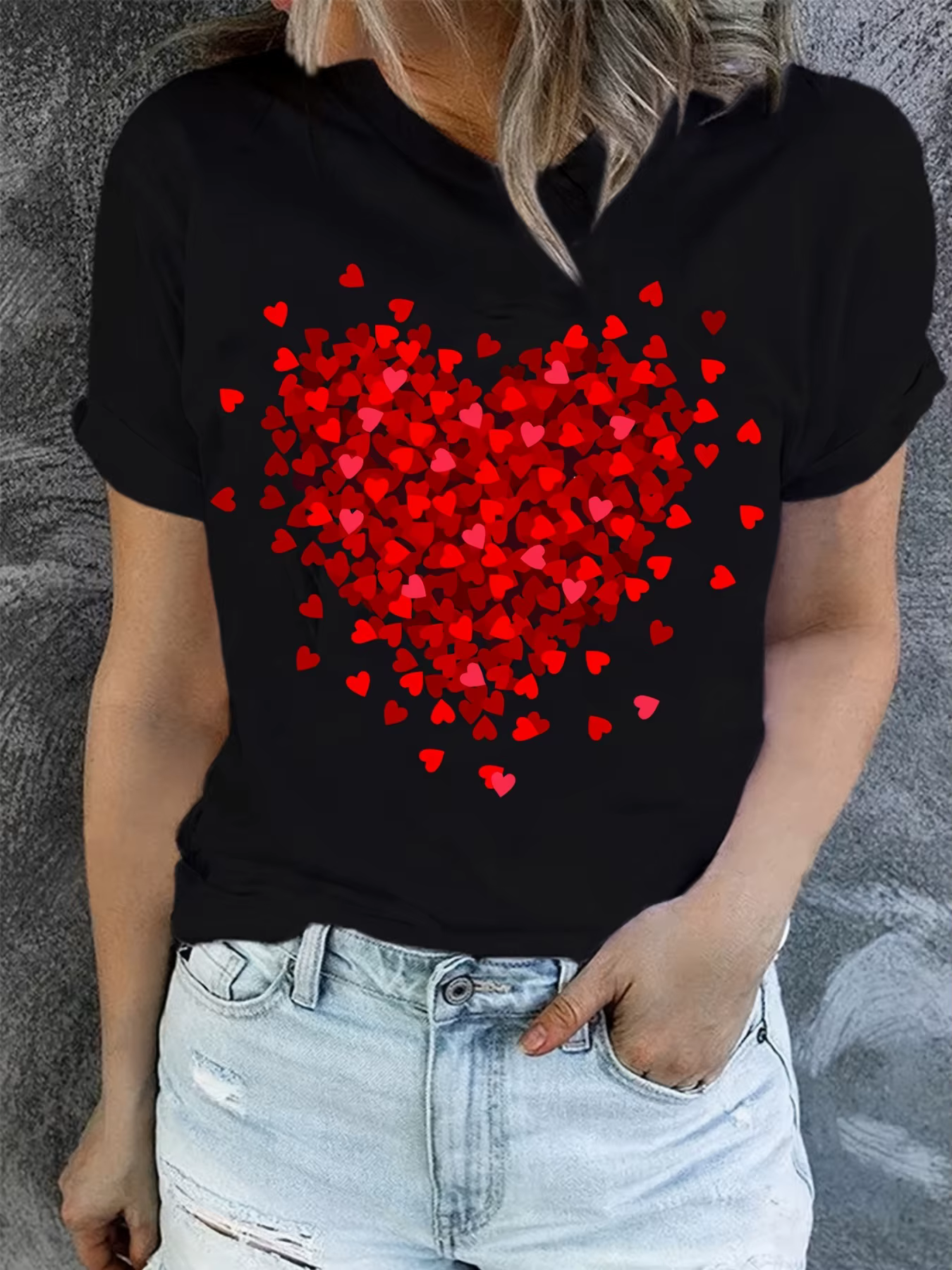T-Shirt imprimé cœur pour cadeaux de saint-valentin