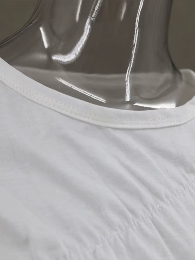 Chemise blanche froncée basique pour femme